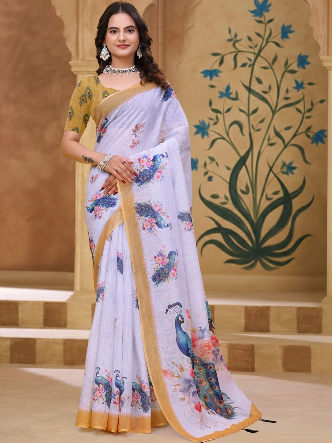 DHANLAXMI SAREES Floral Pure Linen Kota Saree