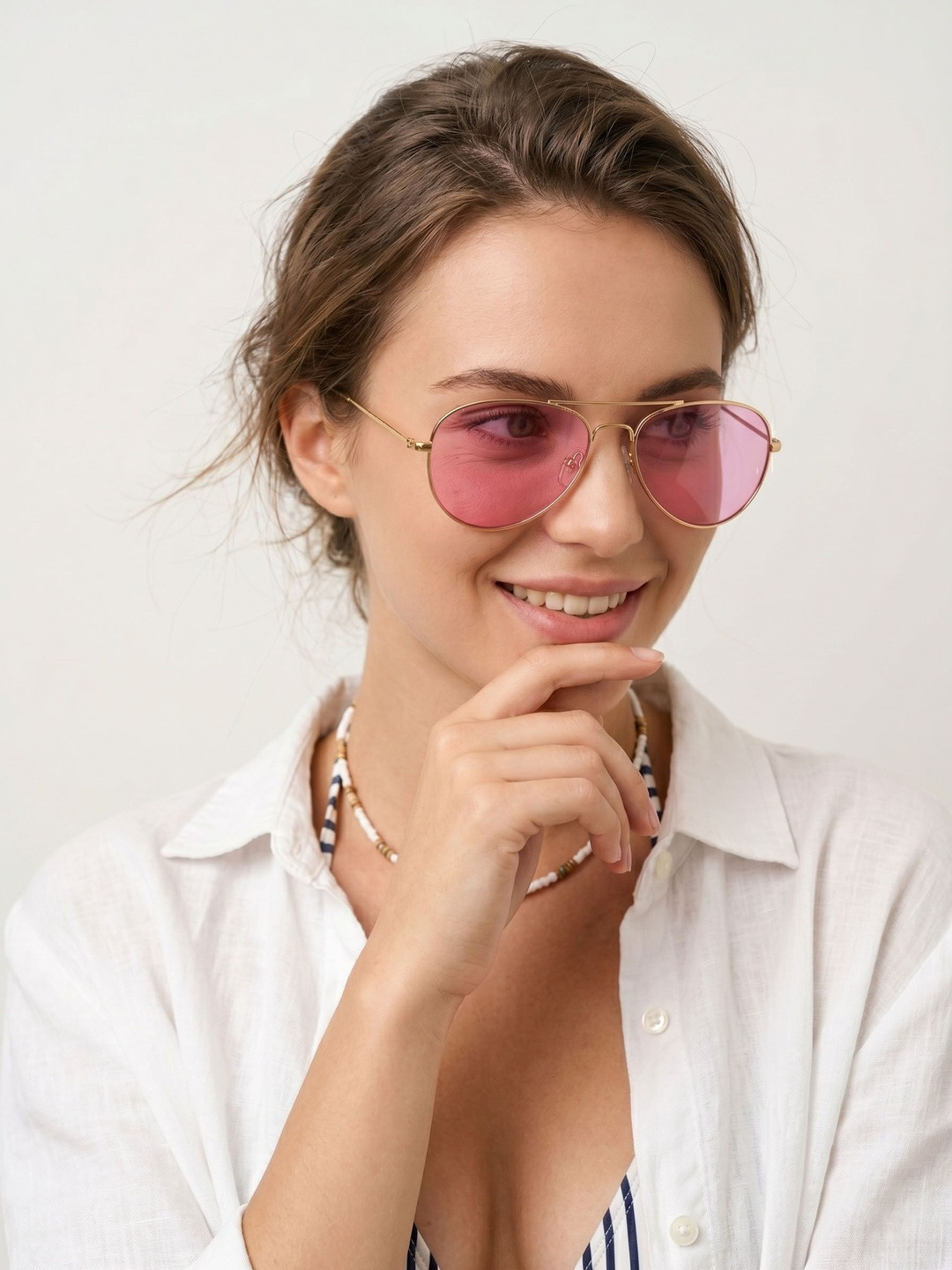 NuVew Unisex Aviator Sunglasses with UV Protected Lens-ES_16591-32-NW-3025A-PNK-GYGL-AV