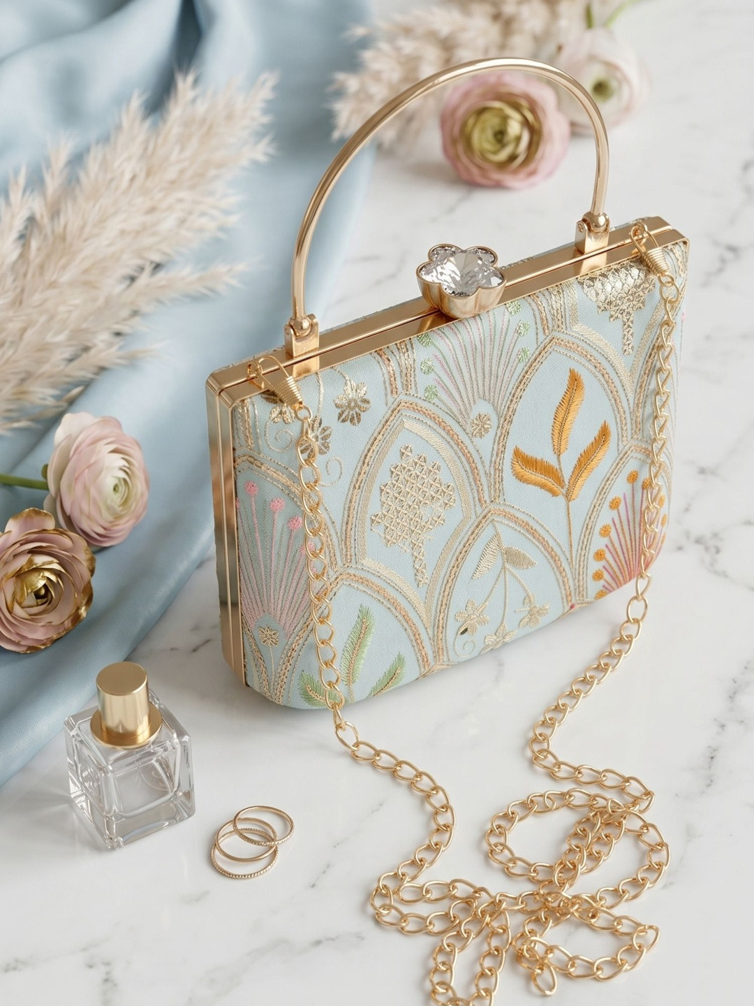 OSTY Embroidered Box Clutch