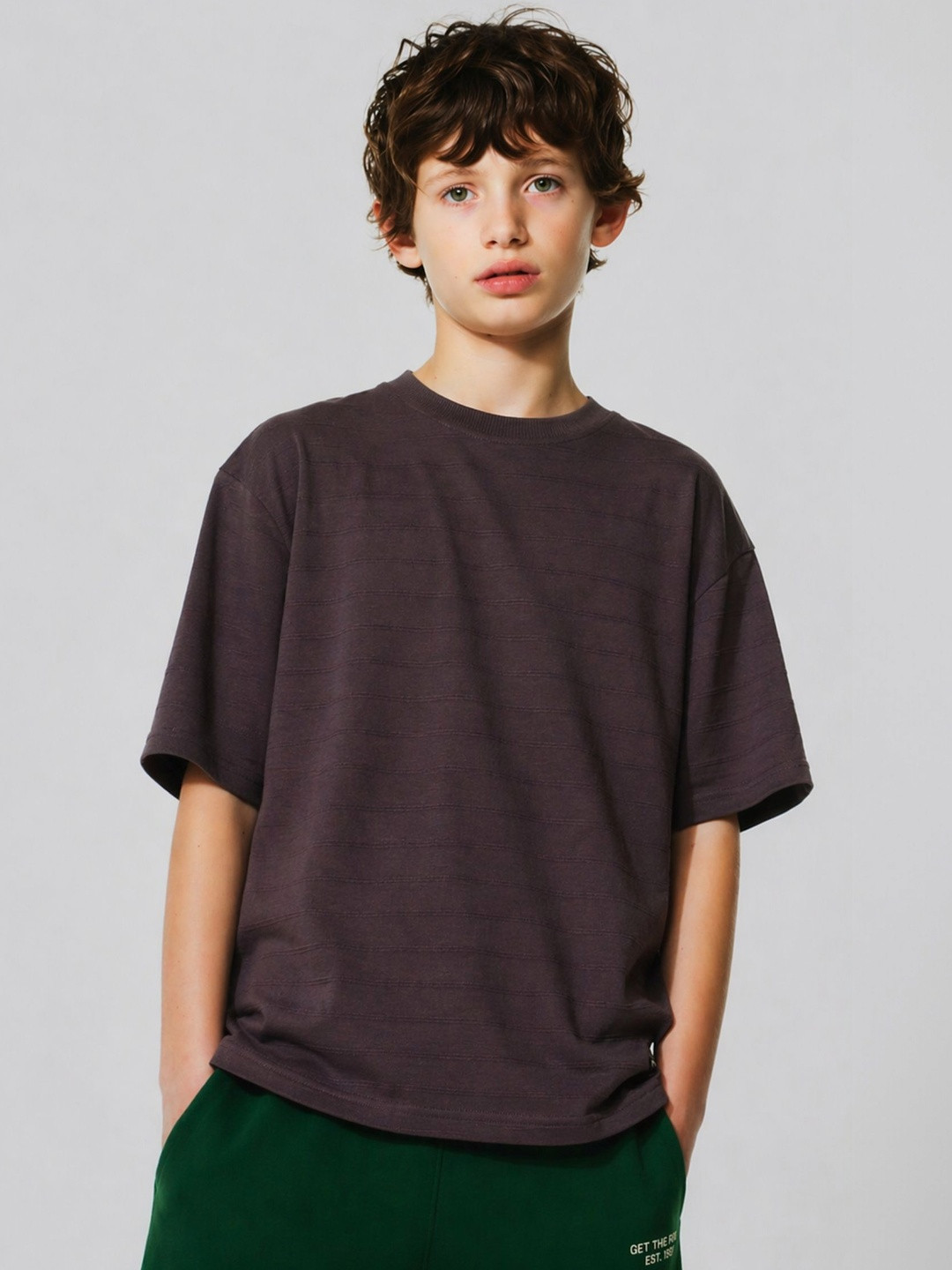 Alan Jones Boys Striped Drop-Shoulder Sleeves T-shirt