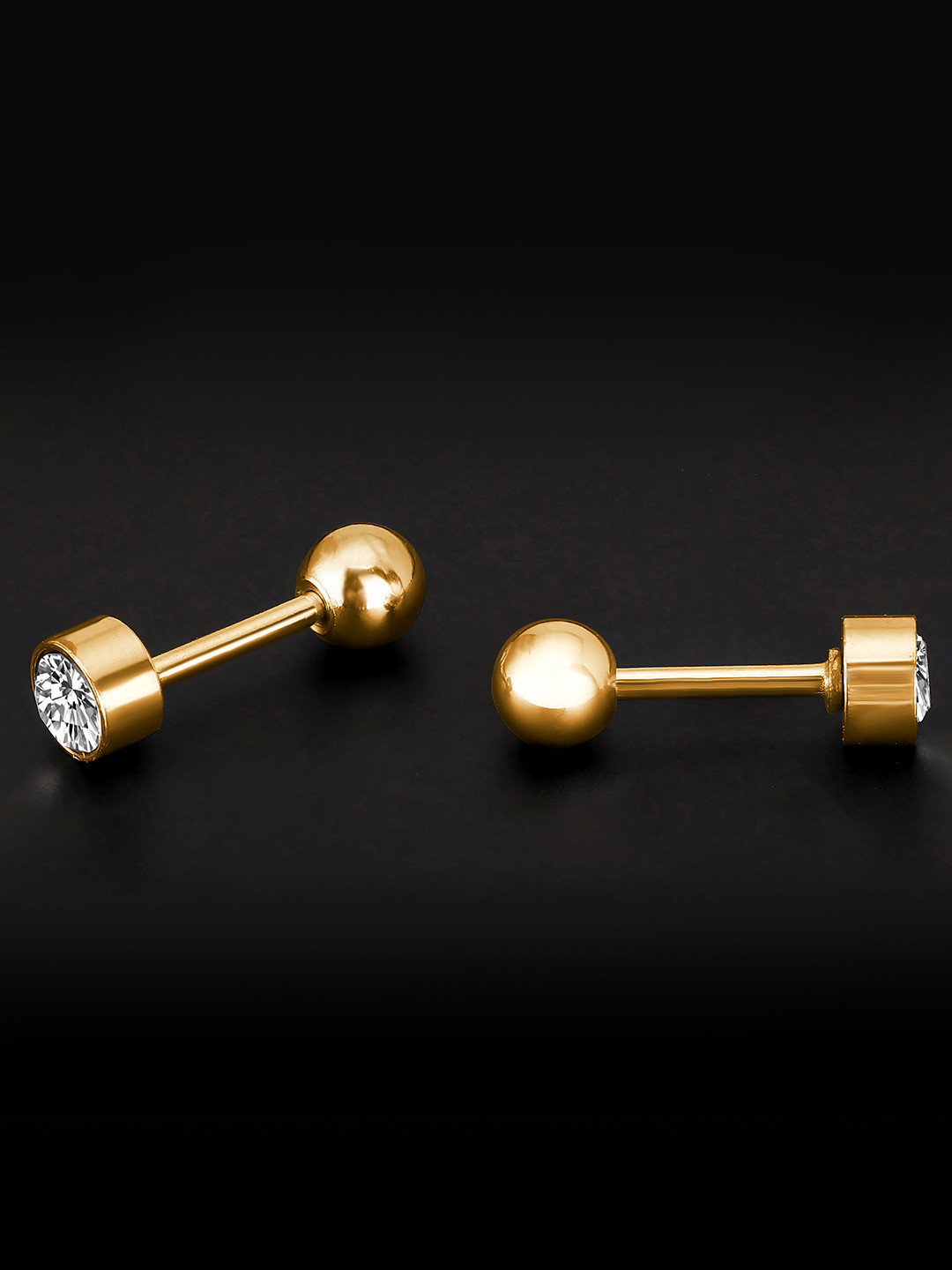 Peora Gold-Plated Stainless Steel Cubic Zirconia Contemporary Studs Earrings