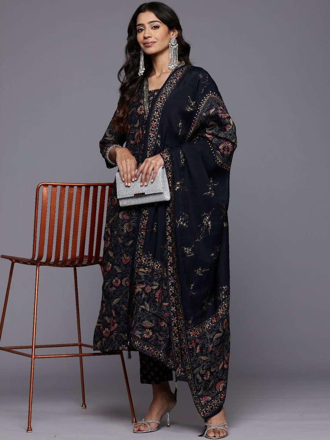AADVIKA Women Ethnic Motifs Printed Regular Kurta with Trousers & With Dupatta