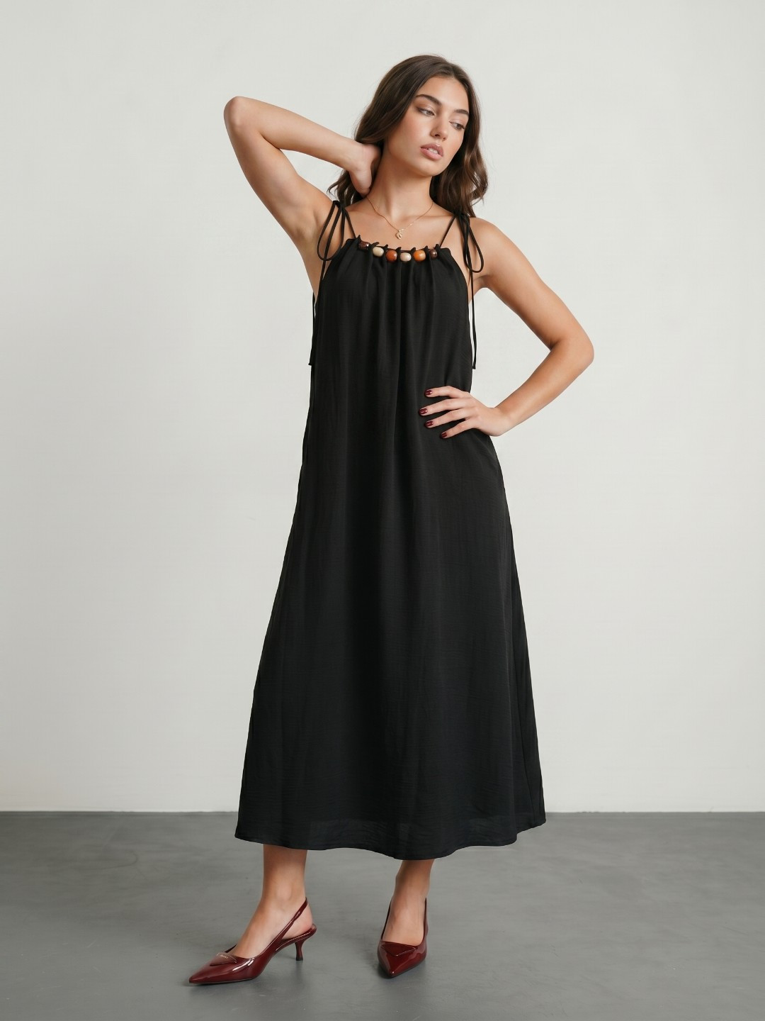 Phosphorus x The Devil Wears Prada Tie-Up Neck A-Line Midi Dress