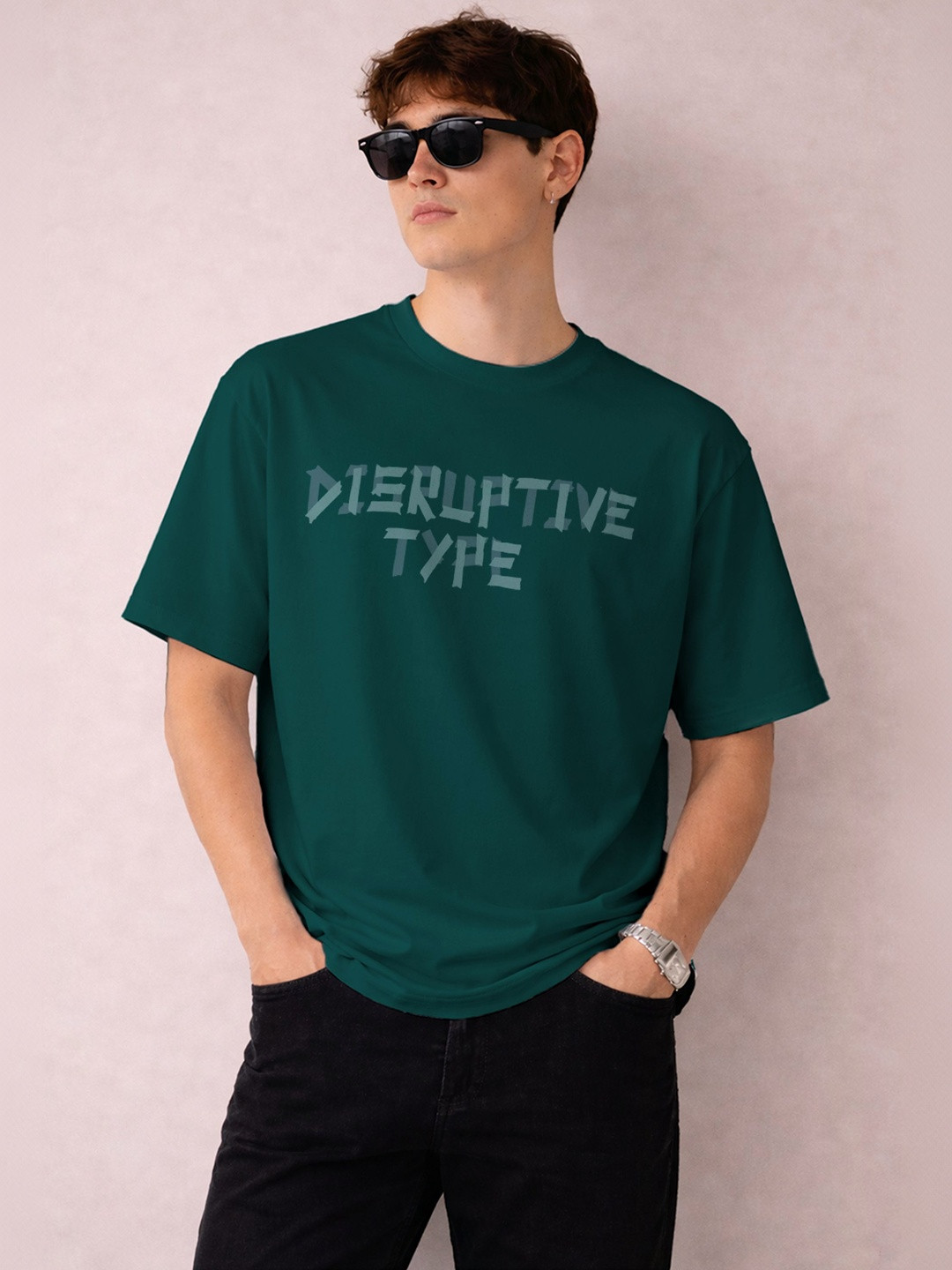 The Roadster Lifestyle Co Printed Organic Cotton Round Neck Oversized Tshirts