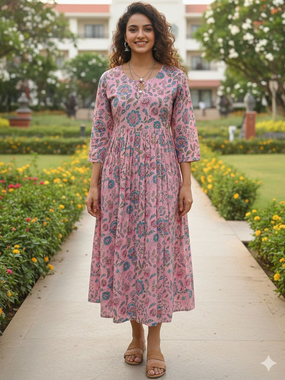 Aaradhya Fashion Floral Print Fit & Flare Midi Dress