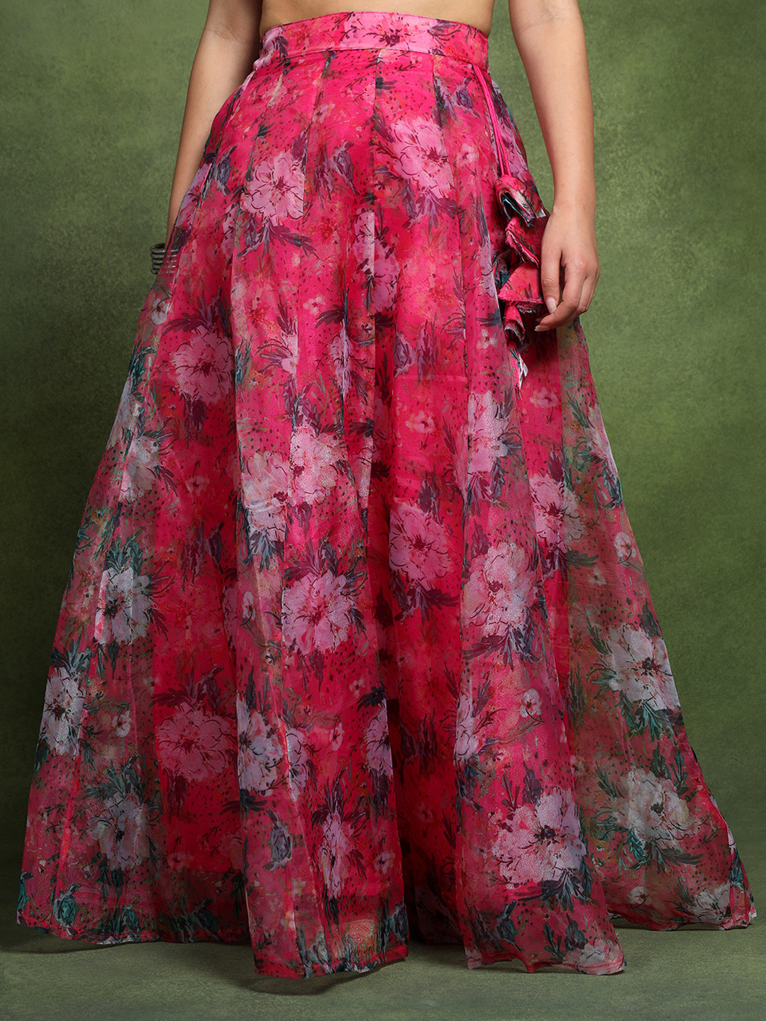 Frolic Rolic Floral Printed Organza Maxi Skirt