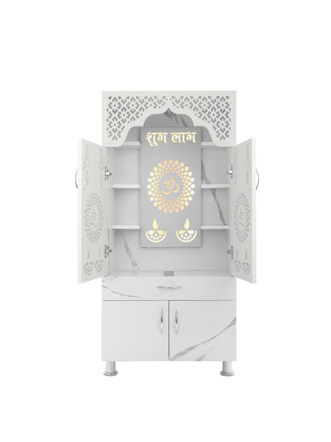 Old Wolf Furniture White Engineered Wood LED Light Home Temple