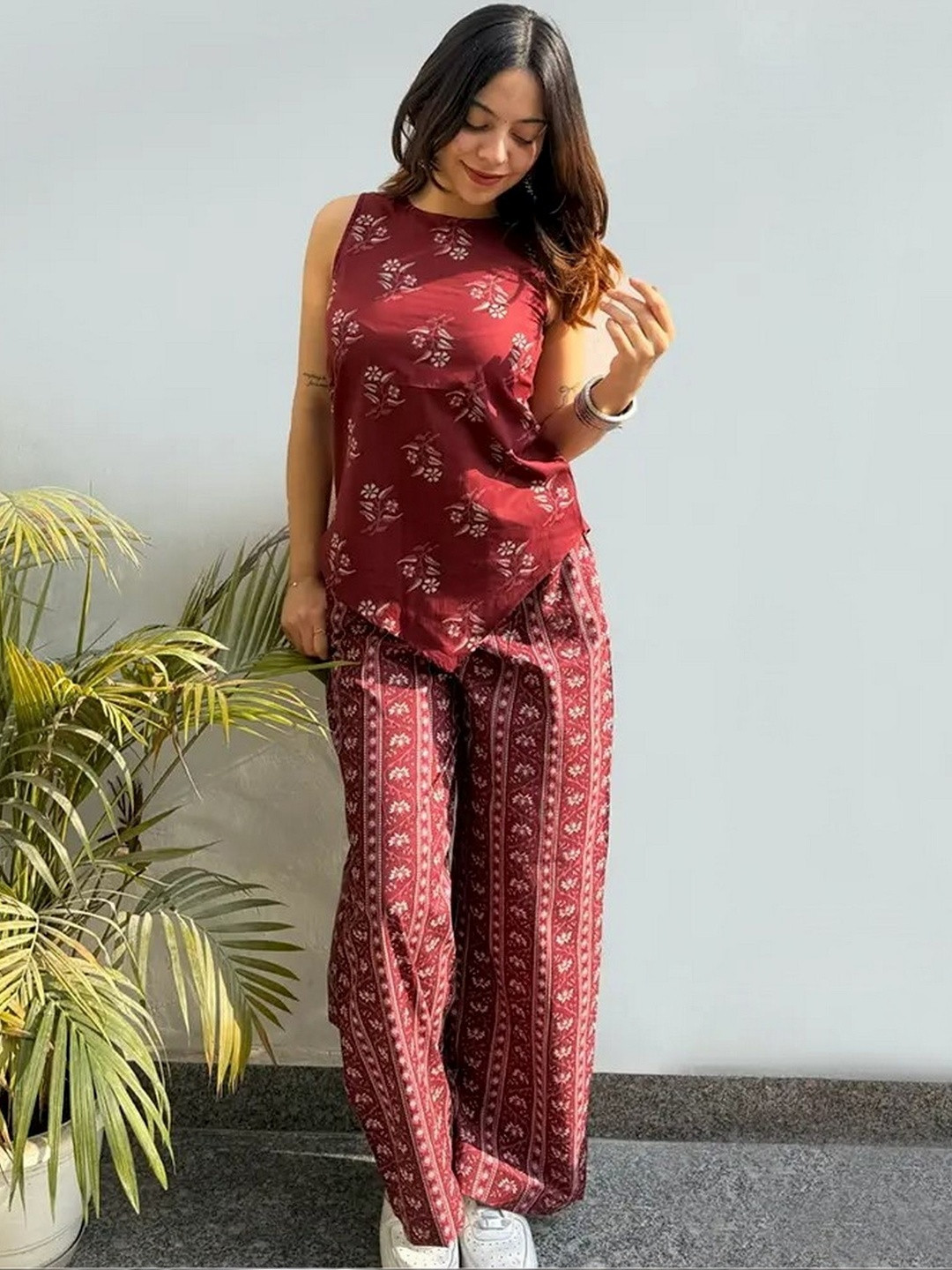 SATANI ENTERPRISE Women Ethnic Motifs Printed Regular Kurti with Palazzos