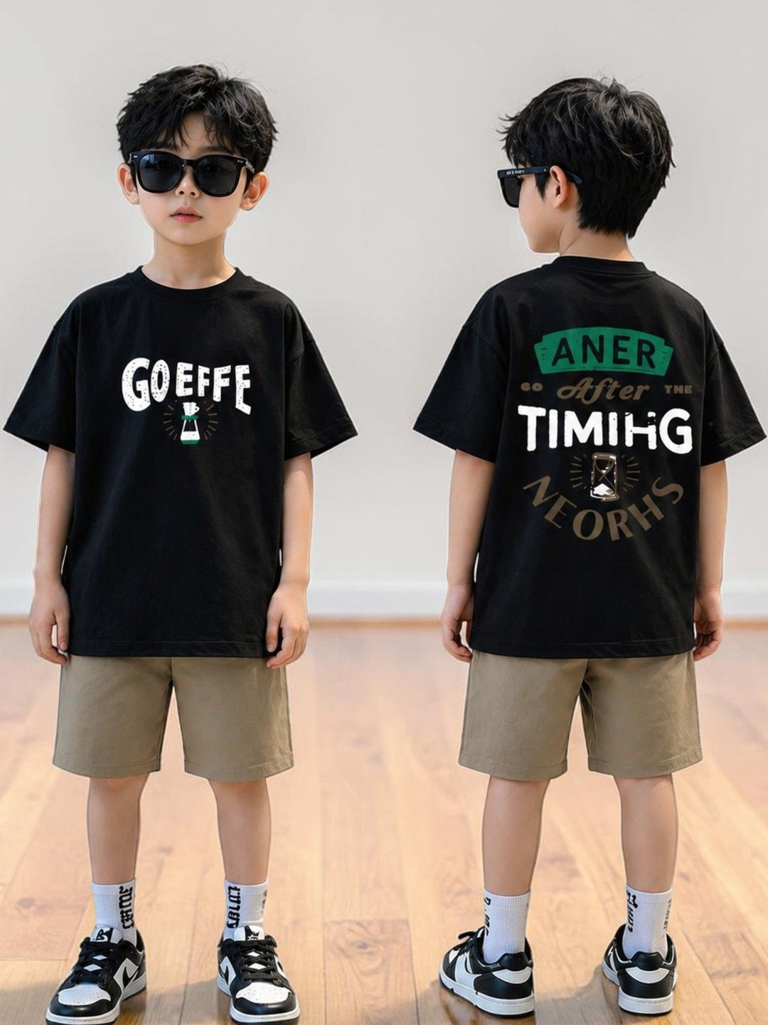 Pixel Punk Boys Printed T-shirt with Shorts