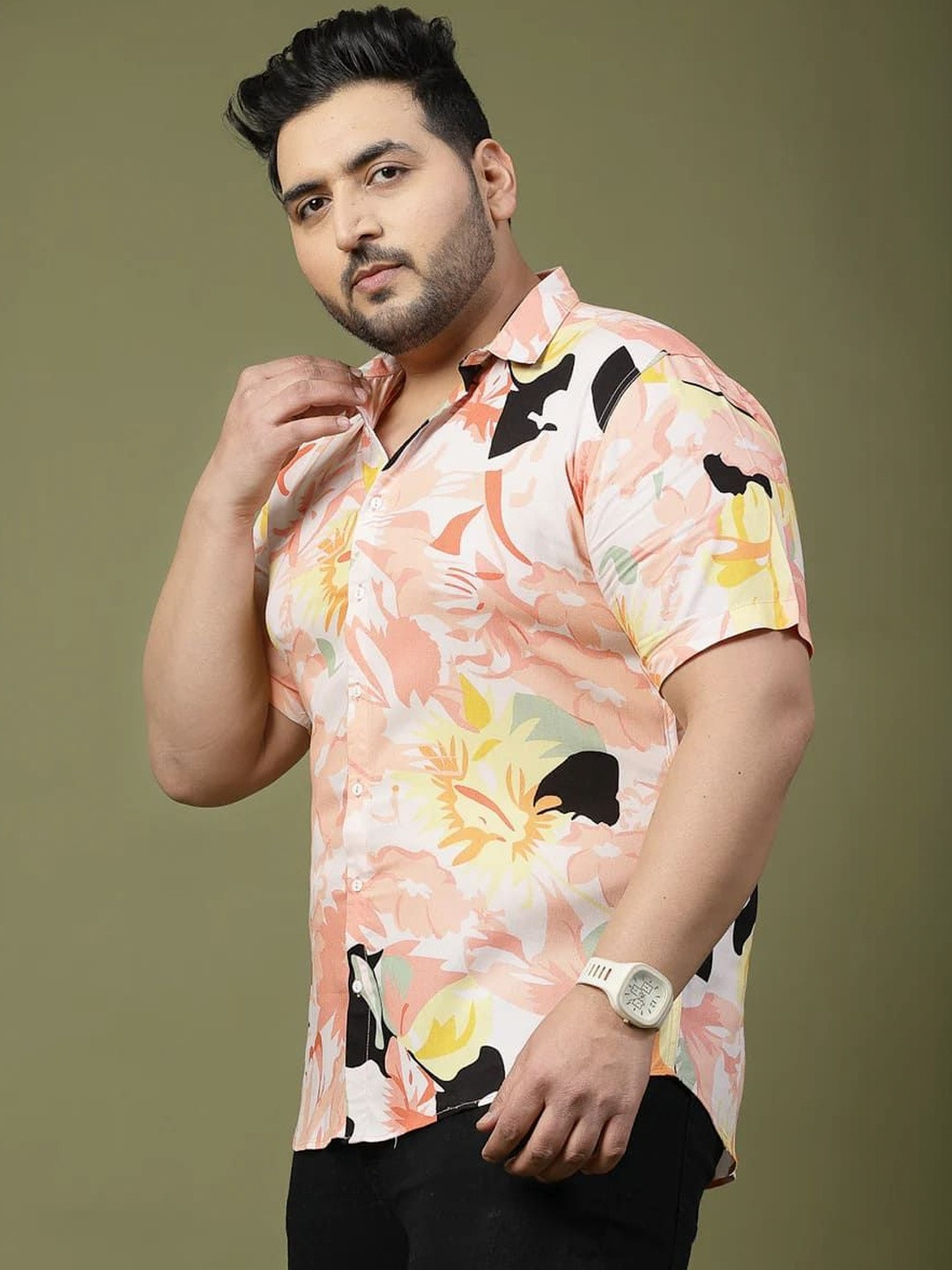 Sztori Men Floral Print Half Sleeve Regular Fit Casual Shirt