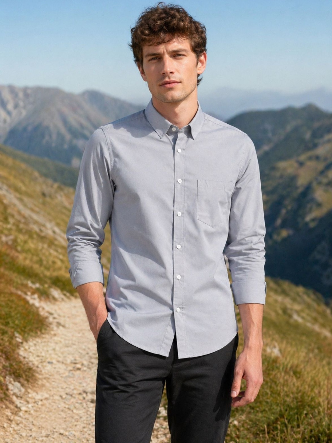 The Roadster Lifestyle Co Cotton Spread Collar Full Sleeves Shirt