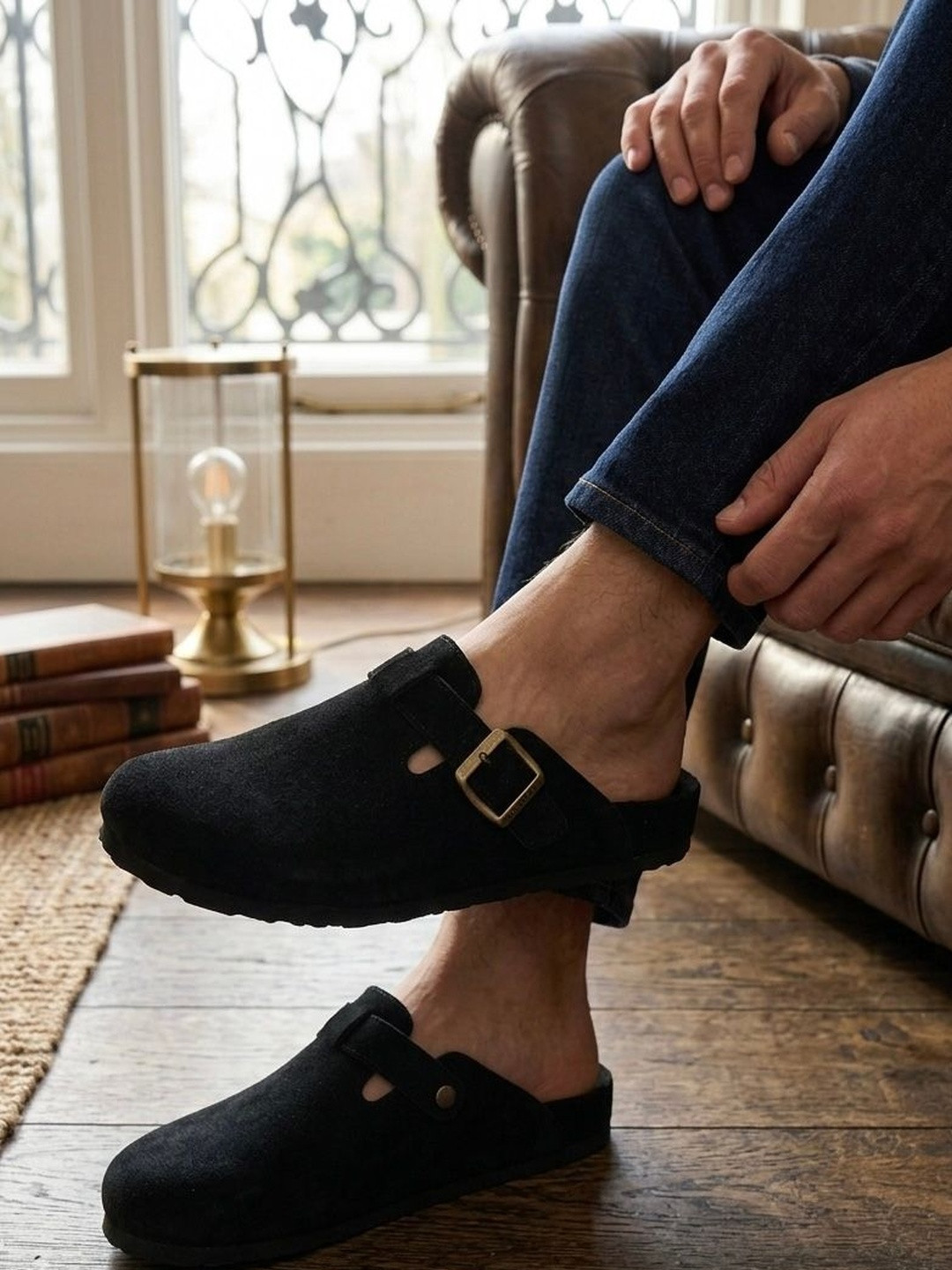 Corsac Men Suede Clogs Sandals
