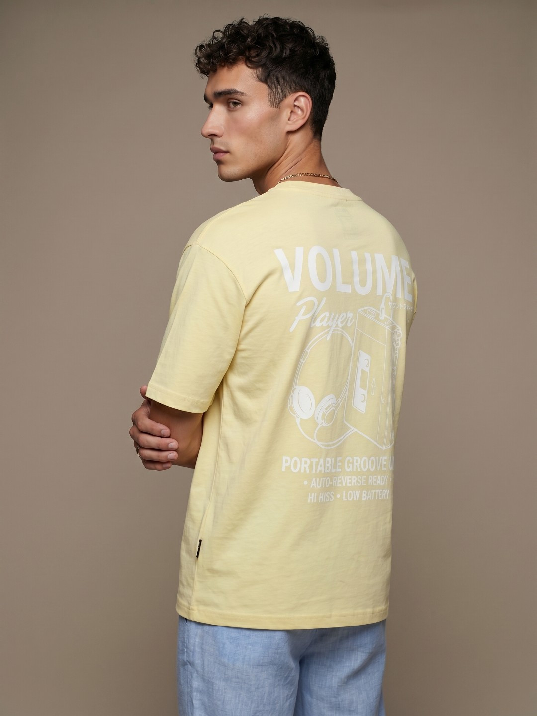Yellow Typography Printed Relaxed Fit T-shirt