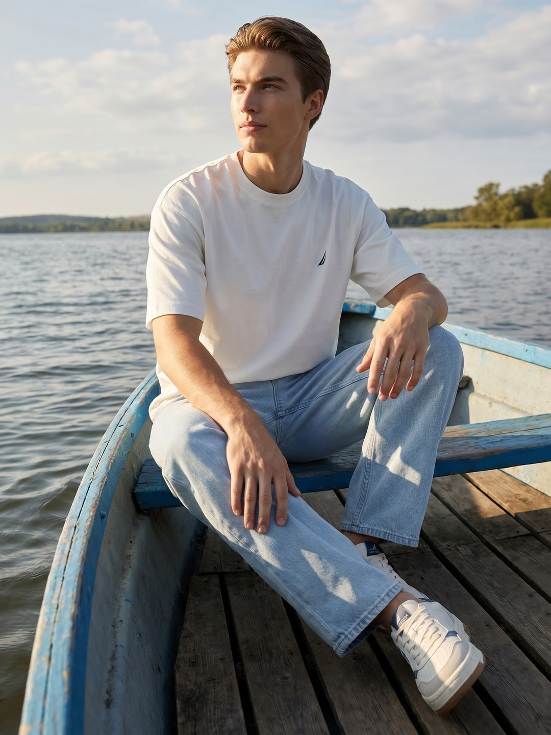 Nautica Oversized Drop-Shoulder Sleeves T-shirt