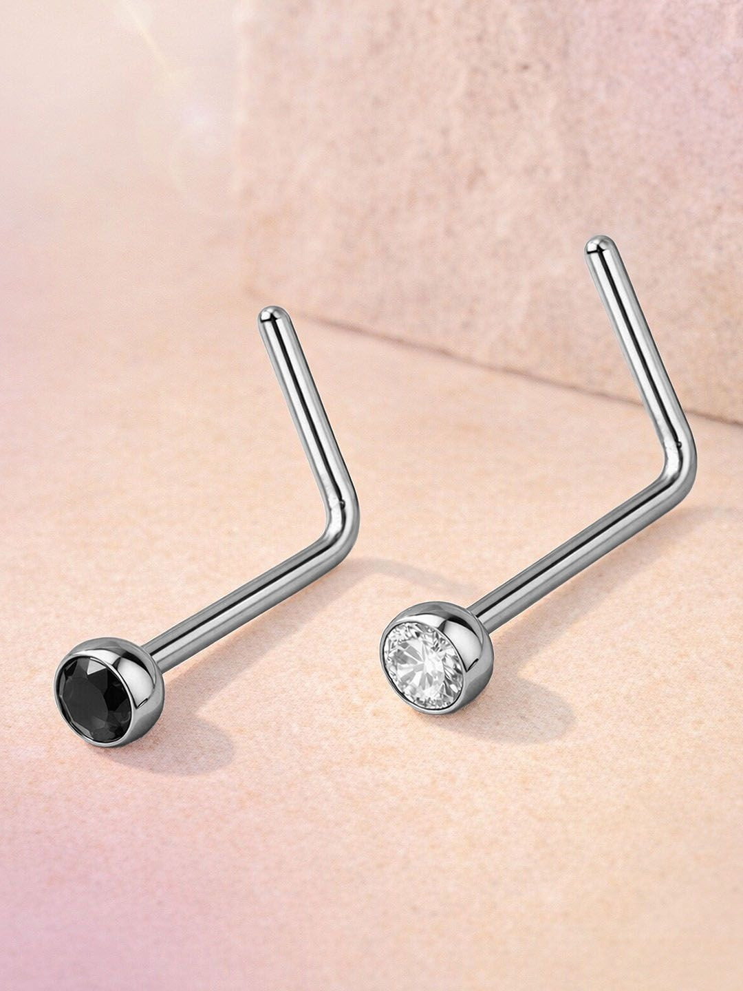 MAZZINI Silver-Plated Crystal Stud Nosepin