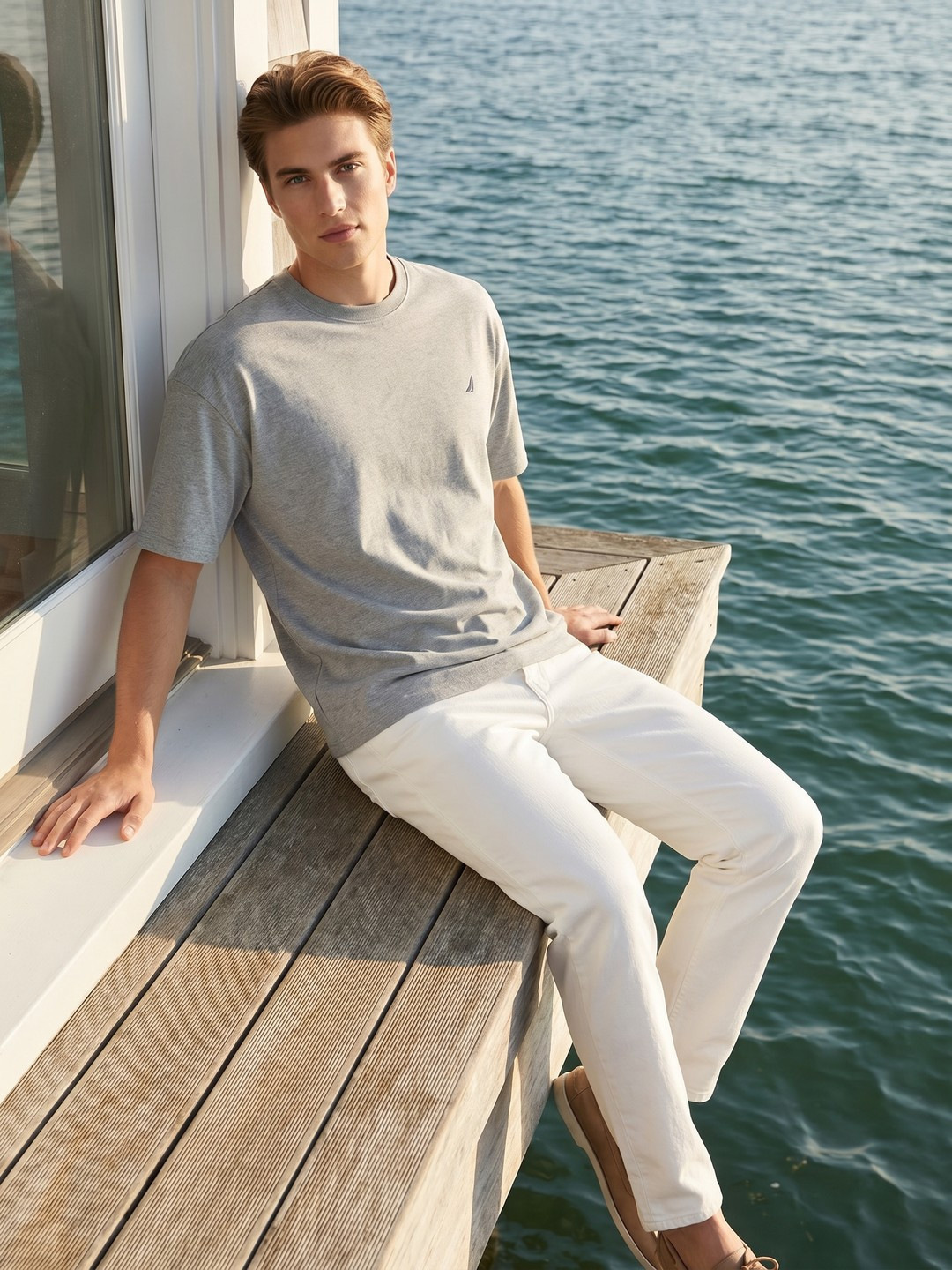 Nautica Oversized Drop-Shoulder Sleeves T-shirt