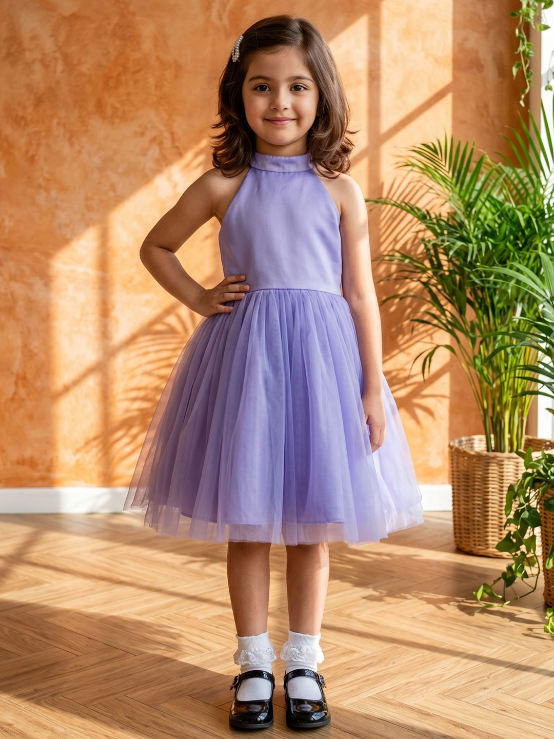 Dripteen Halter Neck Satin Fit & Flare Dress