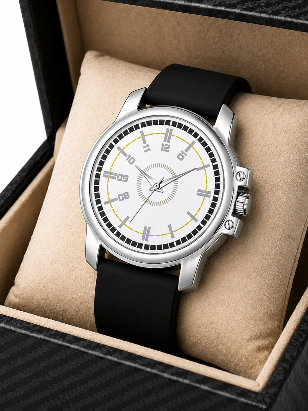 SZN Men Brass Dial & Straps Analogue Watch SZ-GR015-SLV-BLK