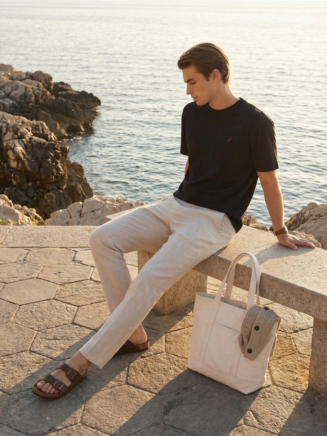 Nautica Oversized Drop-Shoulder Sleeves T-shirt