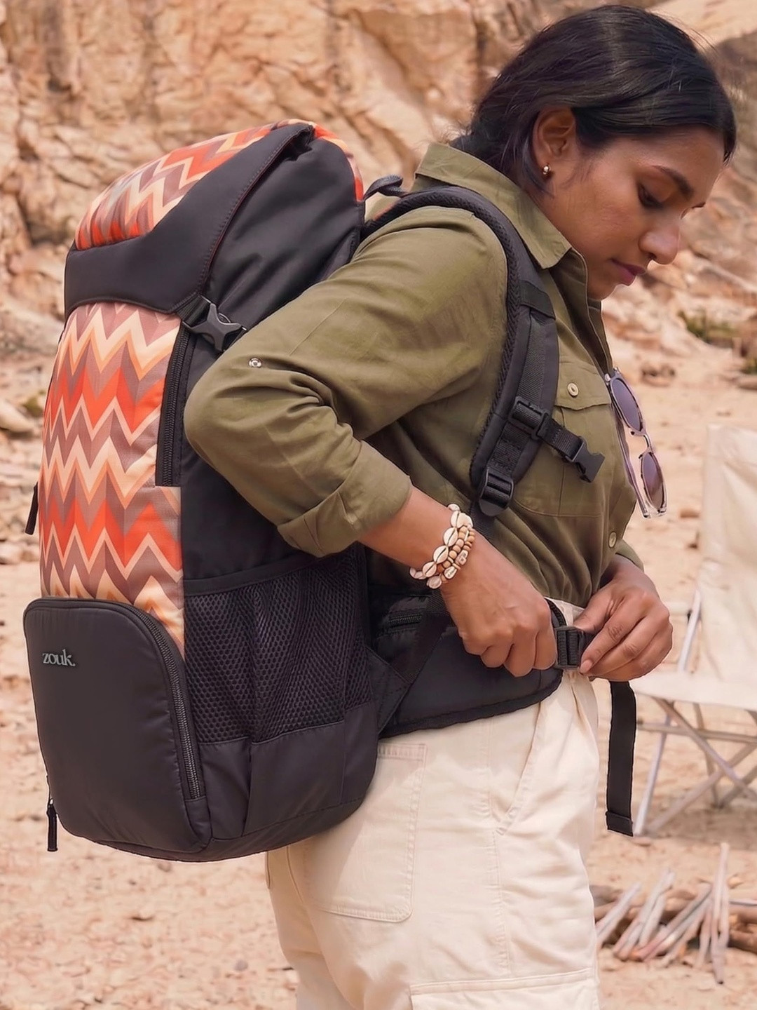 ZOUK Printed Padded Waterproof Large Rucksack