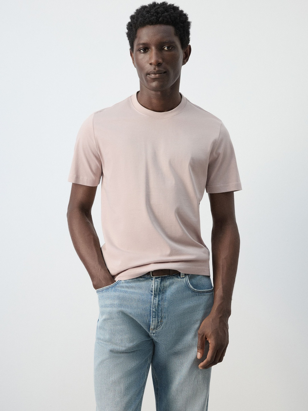 MANGO MAN Short Sleeve Peach T-shirt