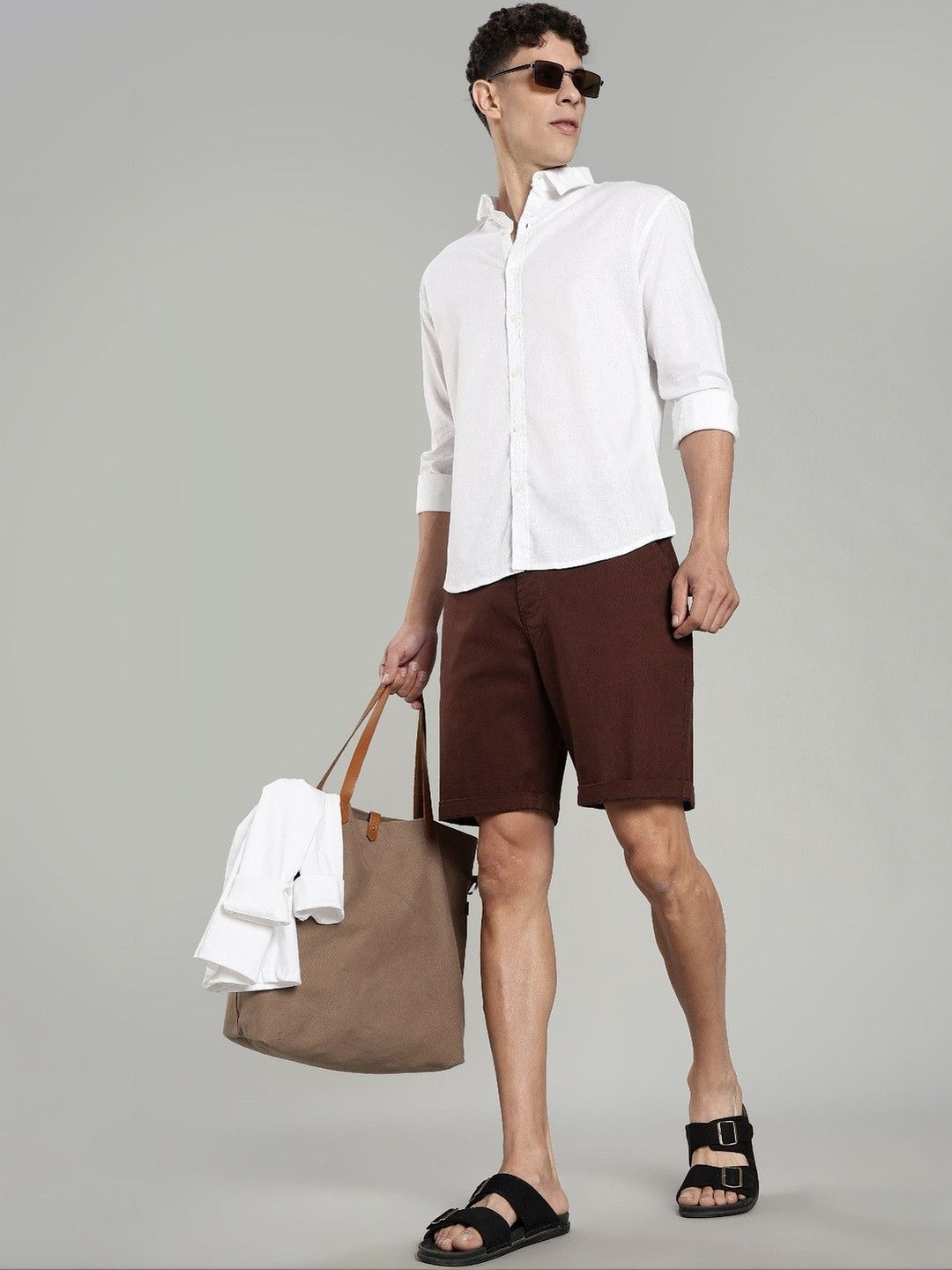 CreekLife Men Relaxed Fit Cotton Linen Shorts