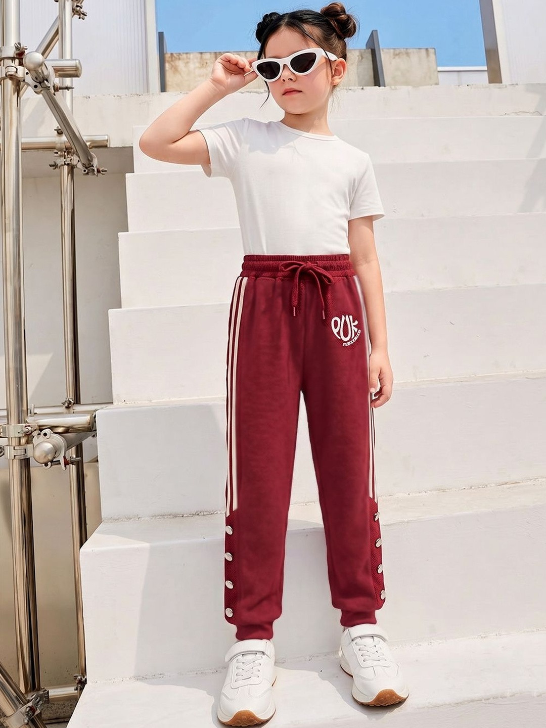 Purple United Kids Girls Maroon Comfortable Fit Lower