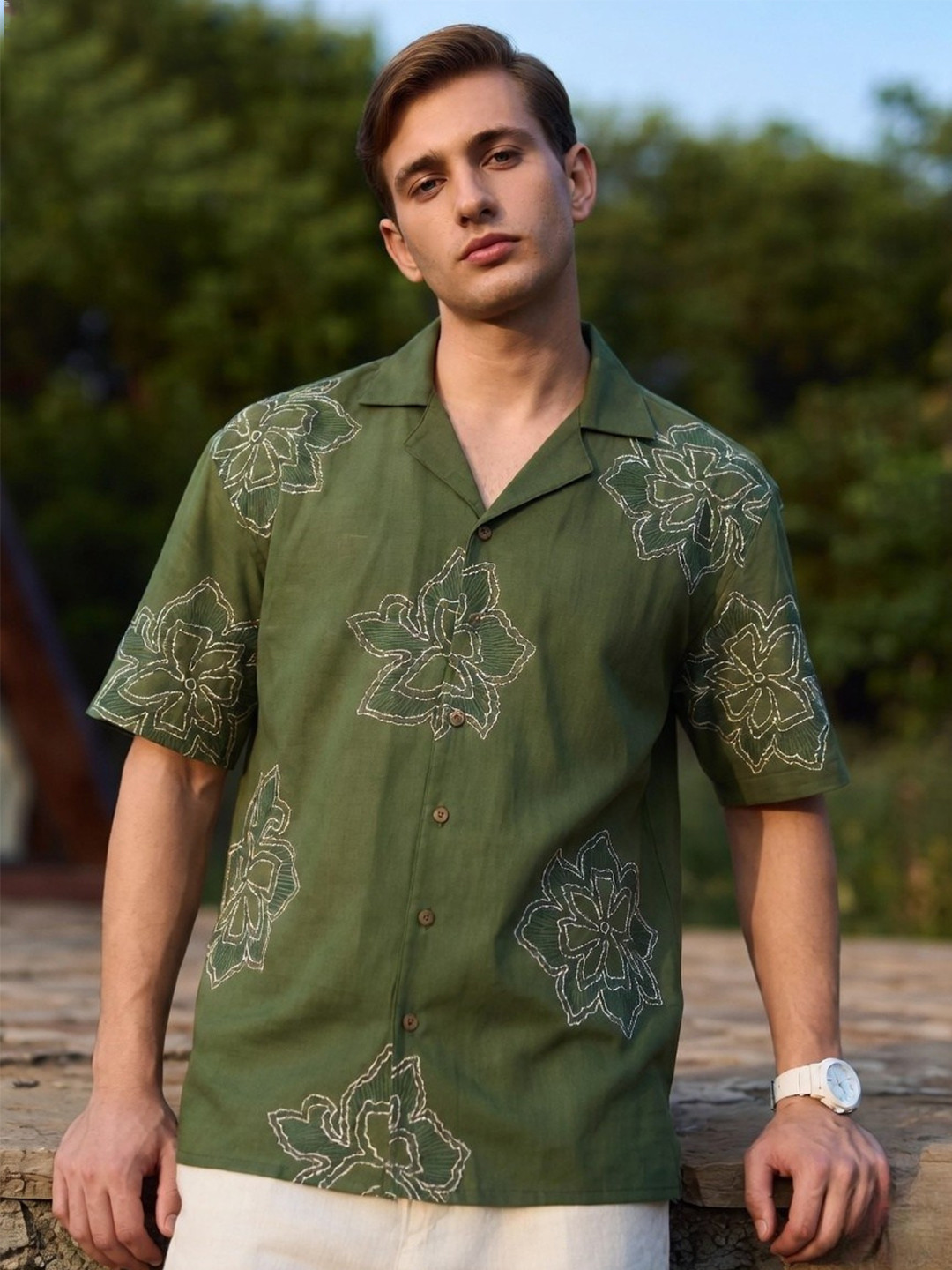 DENNISON Embroidered Oversized Drop-Shoulder Shirt