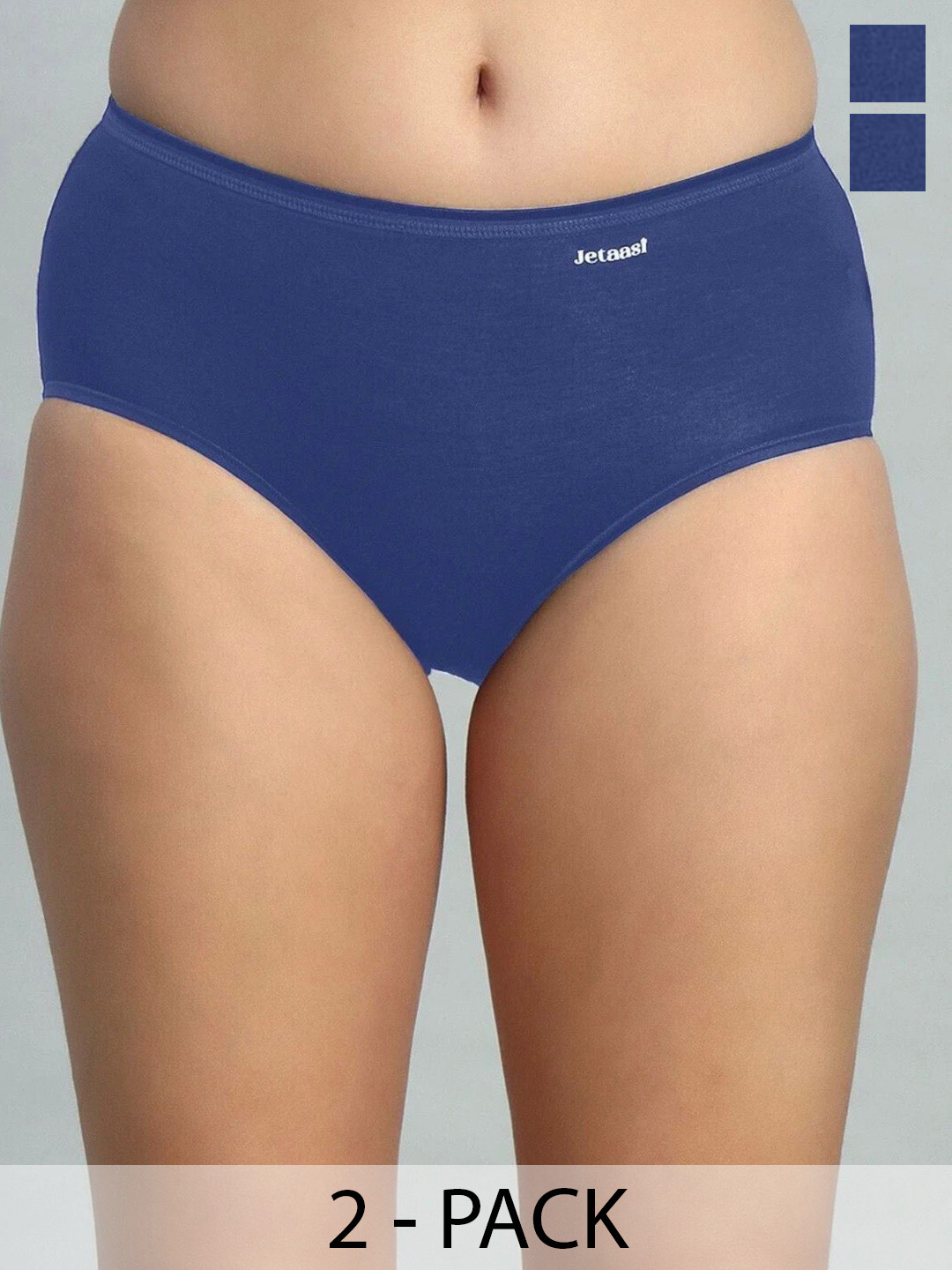 Jetaasi Women Pack of 2 Assorted Cotton Blend Basic Briefs