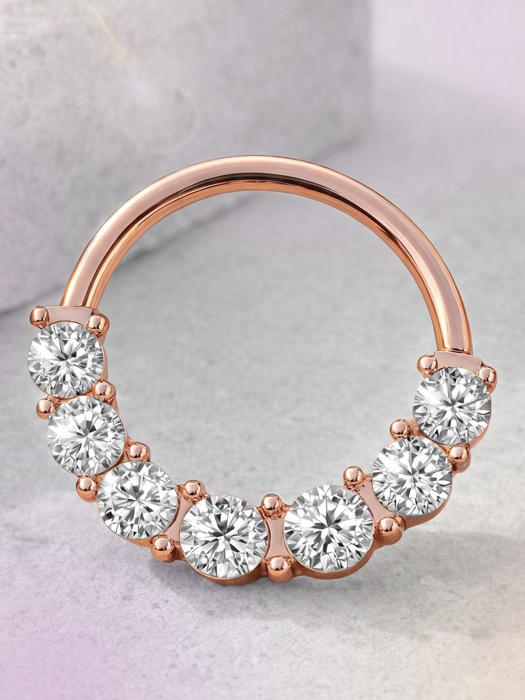 MAZZINI Rose Gold-Plated Crystal Ring Nosepin