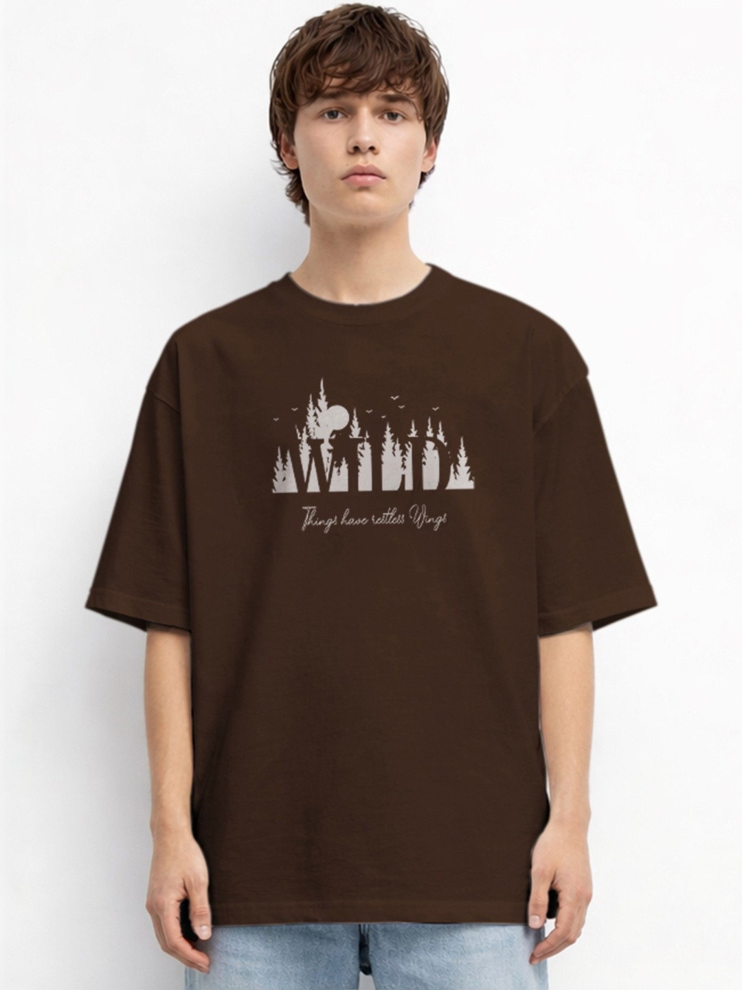 The Roadster Lifestyle Co. Typography Printed Organic Cotton Round Neck Oversized Tshirts