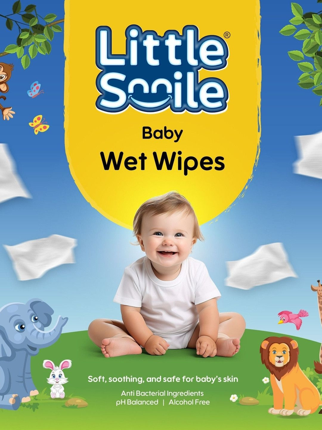 Little Smile Set Of 2 Baby Wet Wipes - 72 Pcs Each