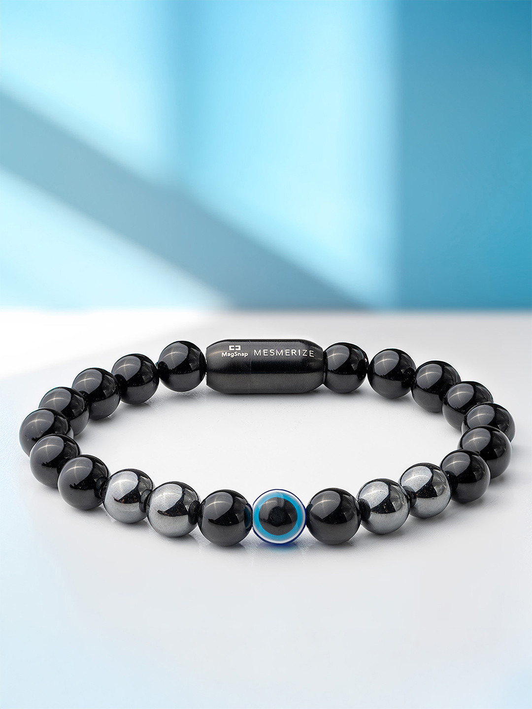 Mesmerize Evil Eye Hematite & Onyx Stone Bracelet with Magsnap