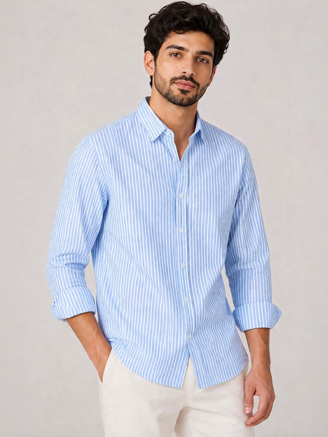 FUBAR Men Slim Fit Striped Casual Shirt
