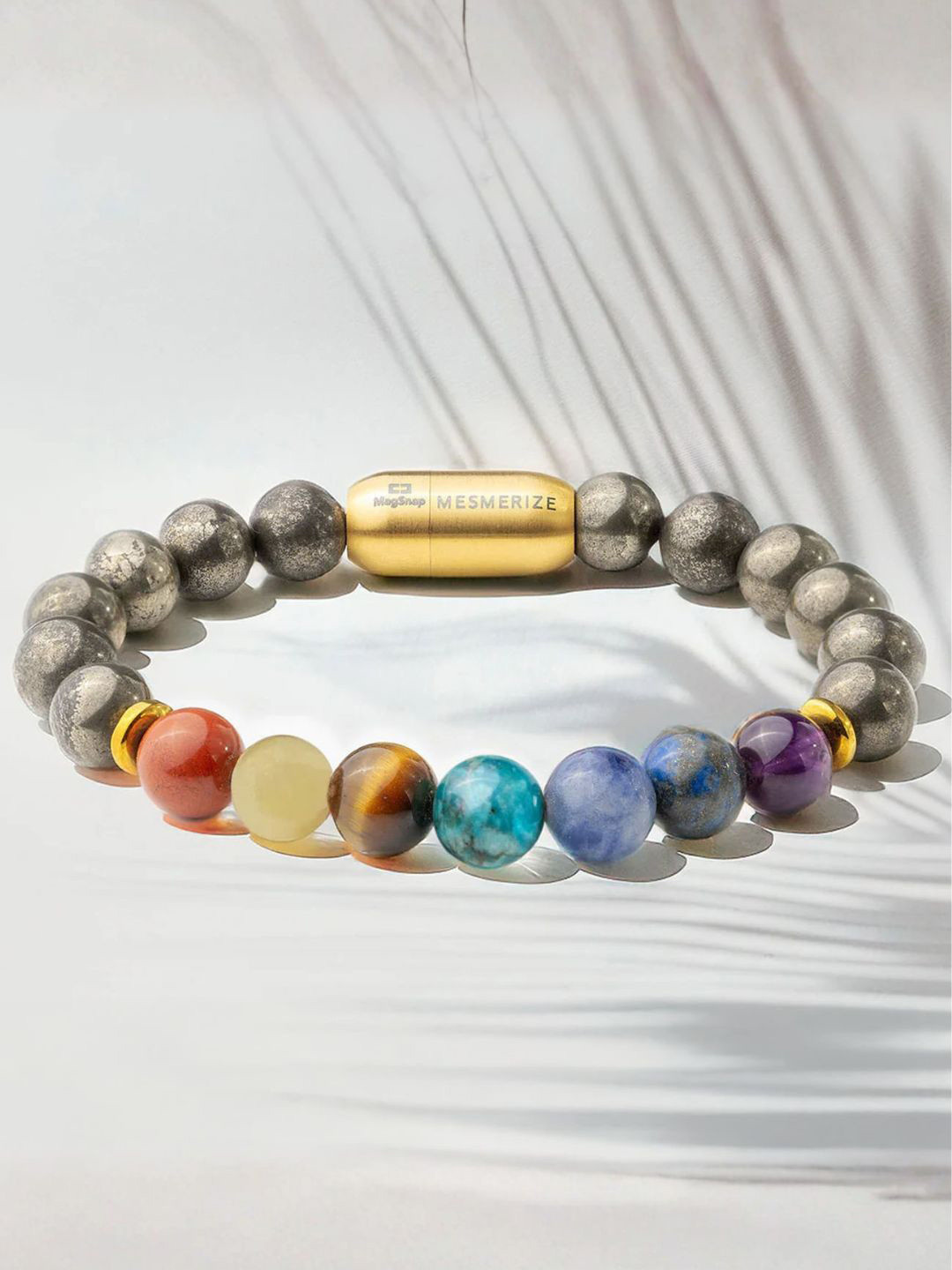 Mesmerize Pyrite 7 Chakra Stone Magsnap Bracelet