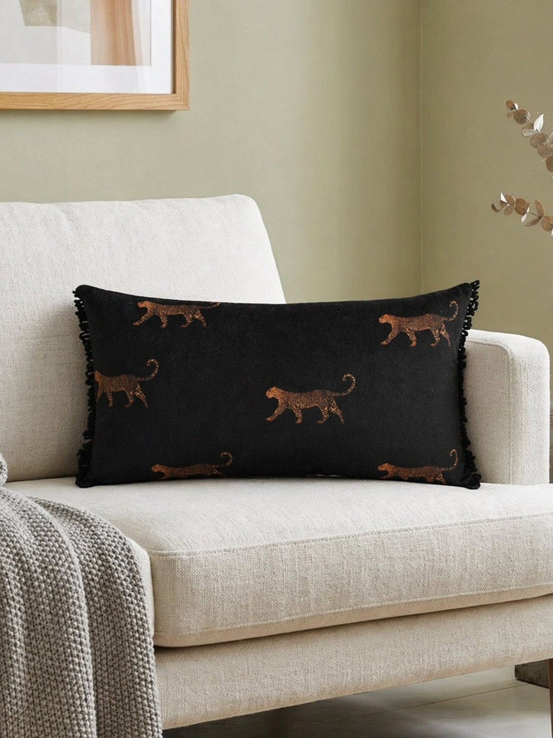 ZEBA Black Velvet Rectangle Cushion Covers