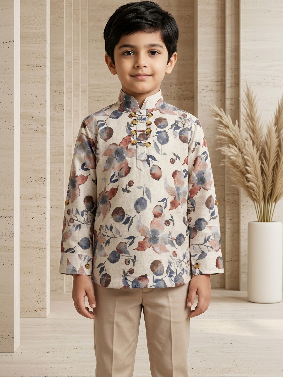 ahhaaaa Boys Floral Printed Floral Kurta