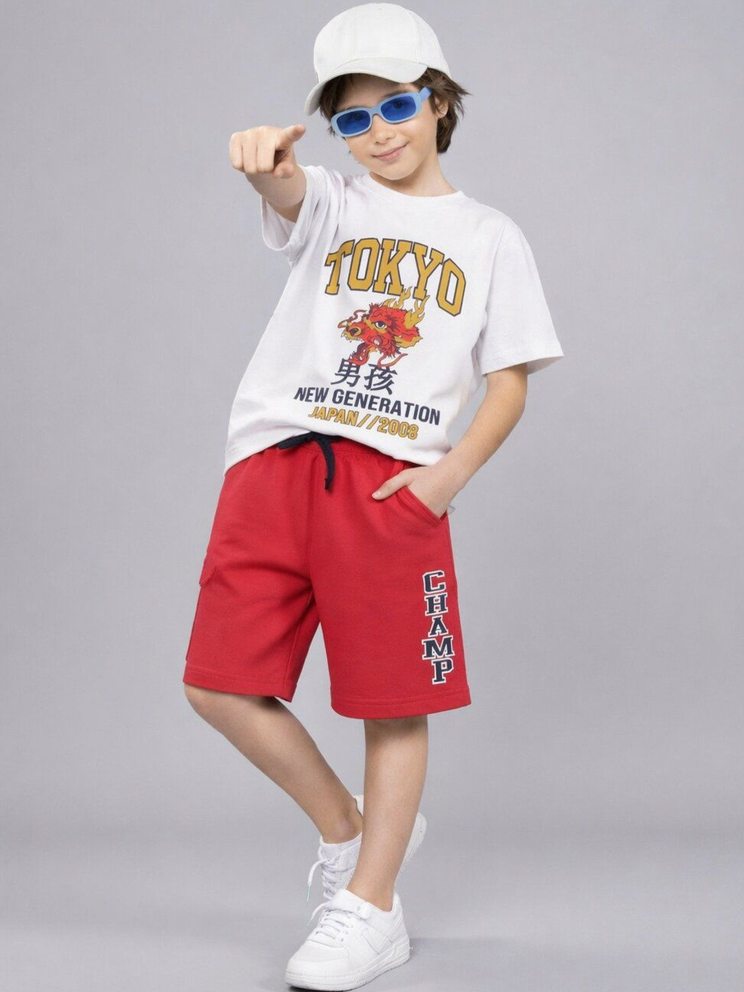 PLUM TREE Boys Pure Cotton Printed T-shirt and Short Set
