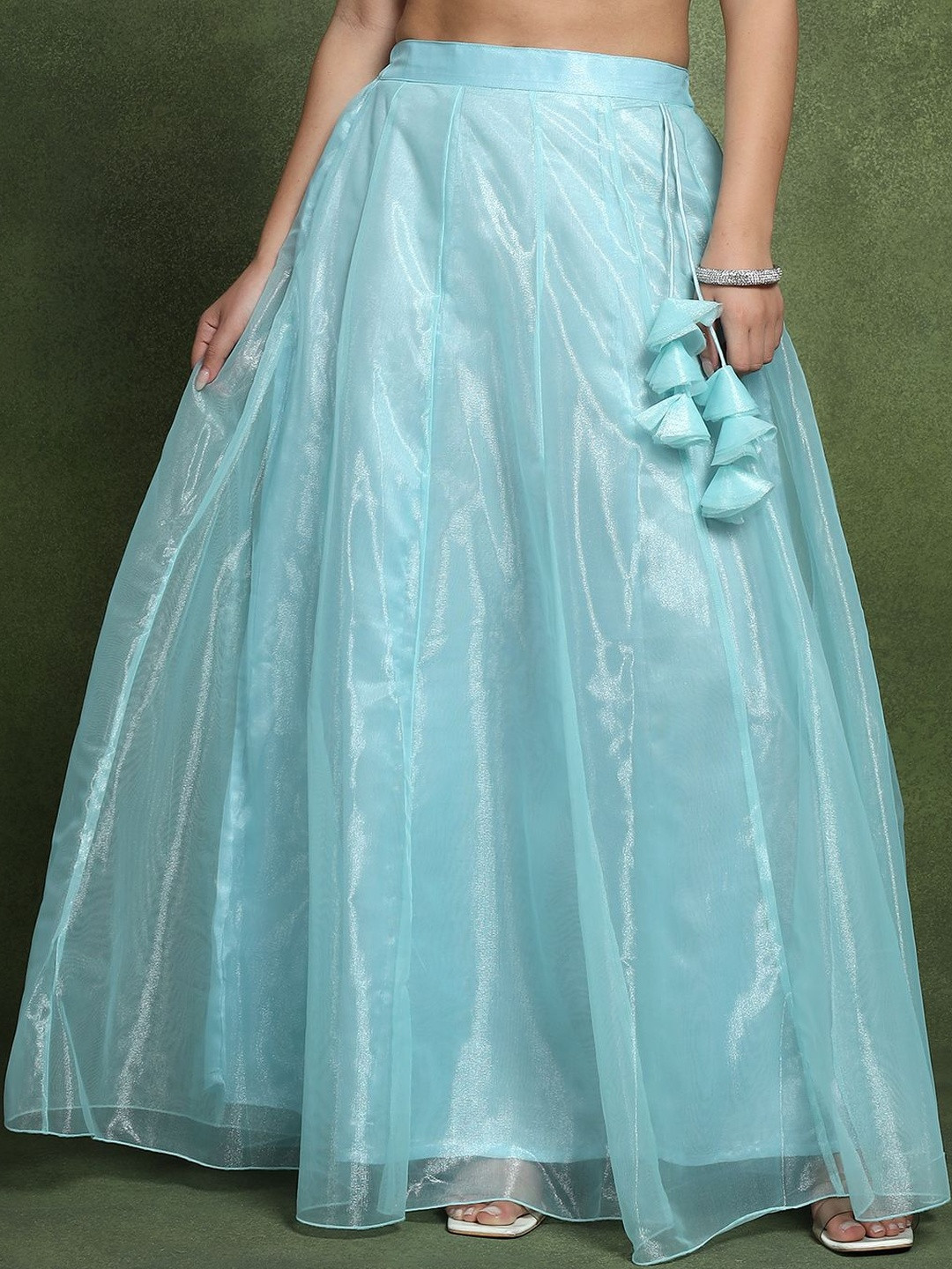 Frolic Rolic Women Net Tiered Maxi Flared Skirt