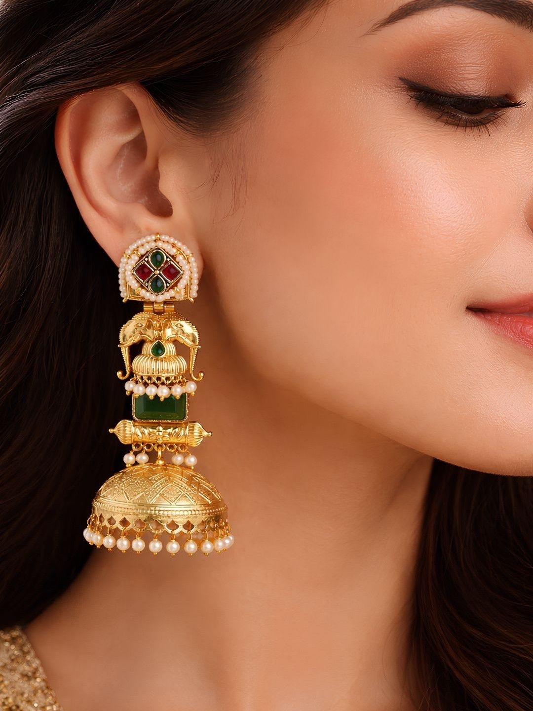 BELLORRE Geometric Jhumkas Earrings