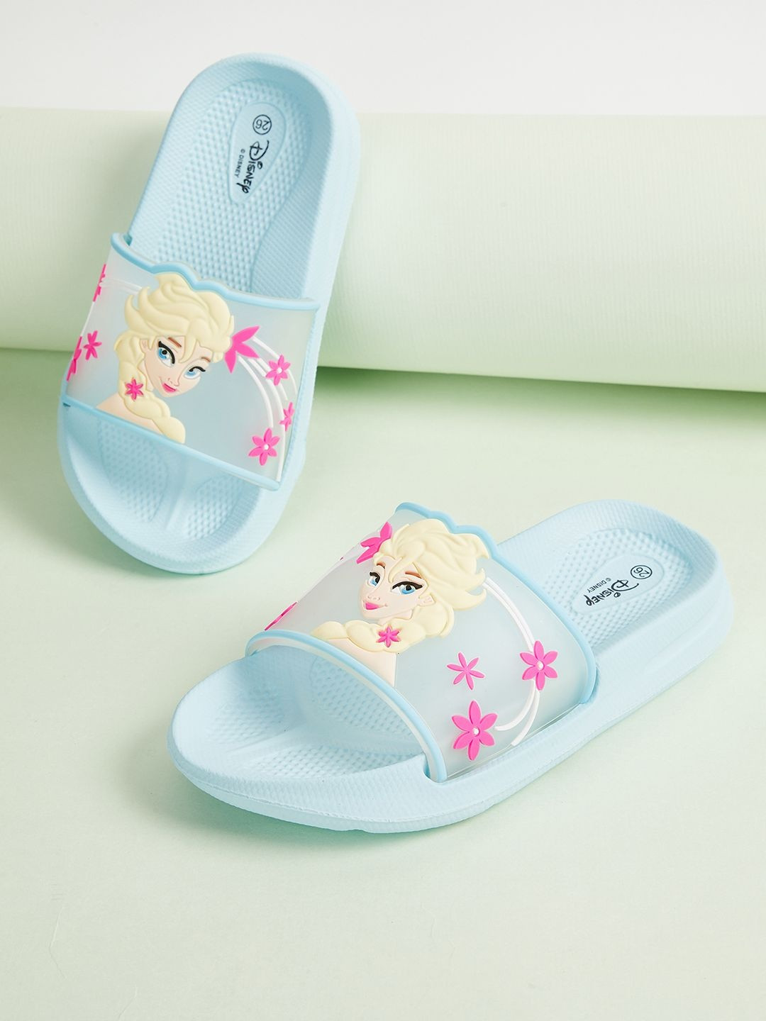 max Girls Printed Elsa Sliders Flip Flops