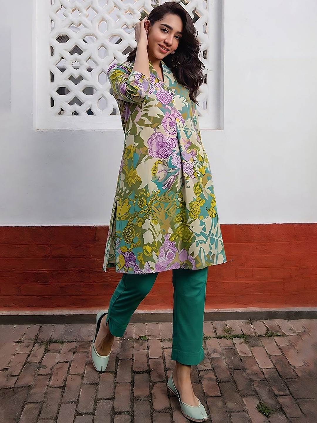 Janasya Women Multi Cotton Floral Printed A-Line Tunic