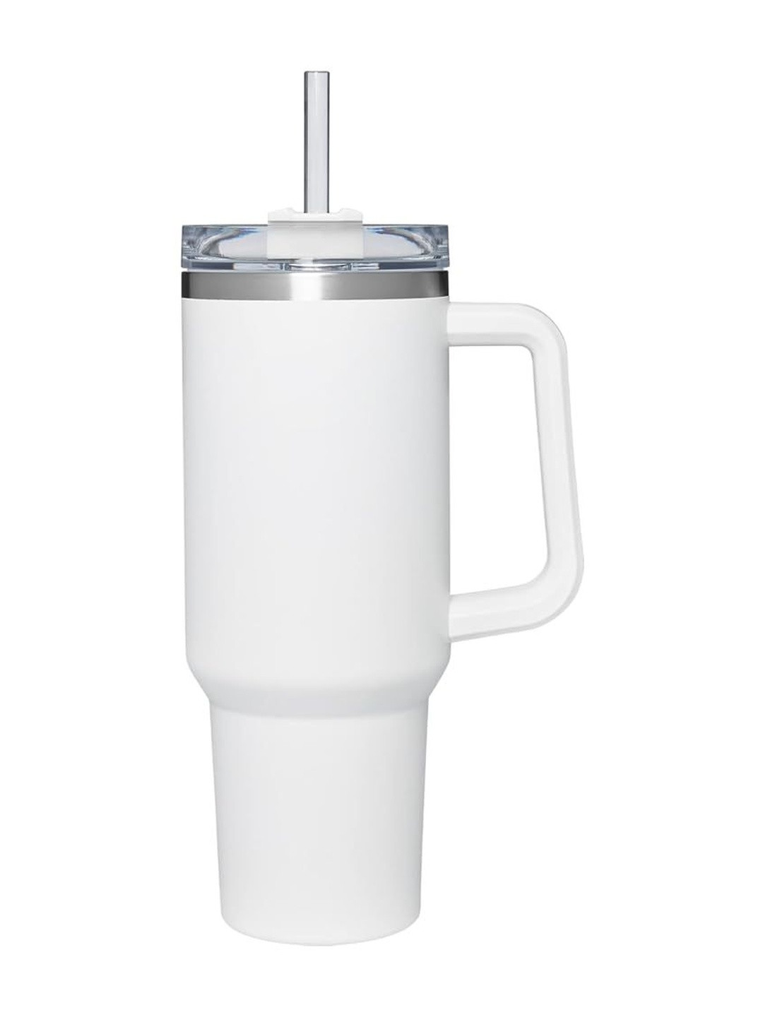 Homione White Solid Stainless Steel Matte Tumbler Set of Cups and Mugs