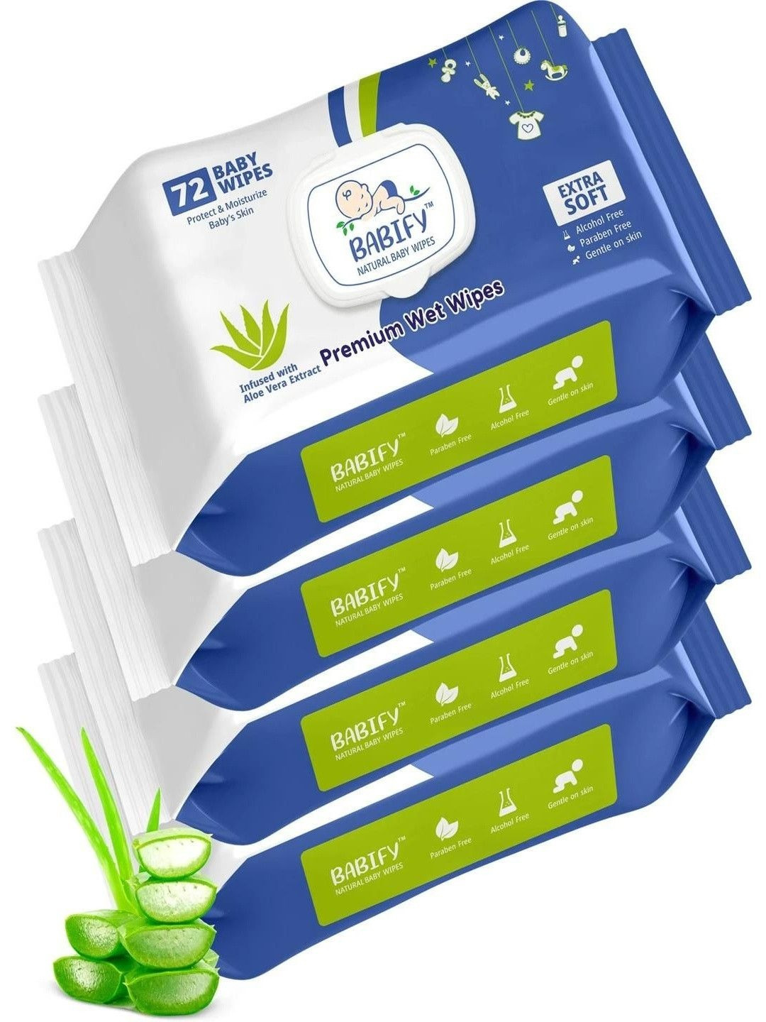 BABIFY Set Of 4 Baby Wet Wipes -72 Wipes Each