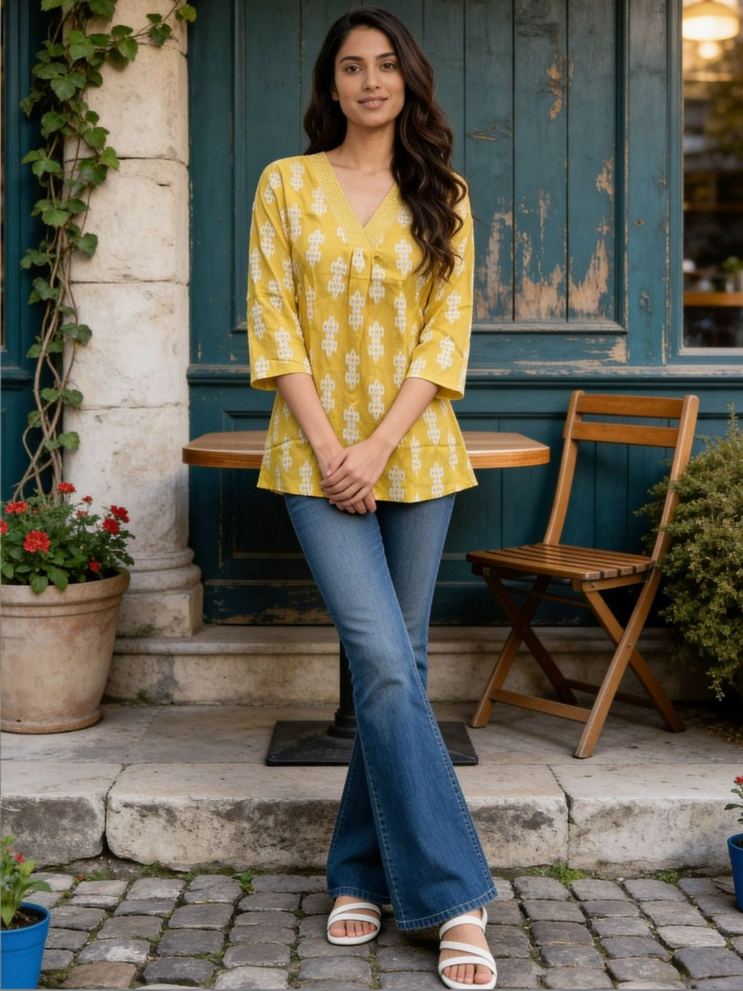 Rangita Ethnic Motifs Printed V-Neck Kurti
