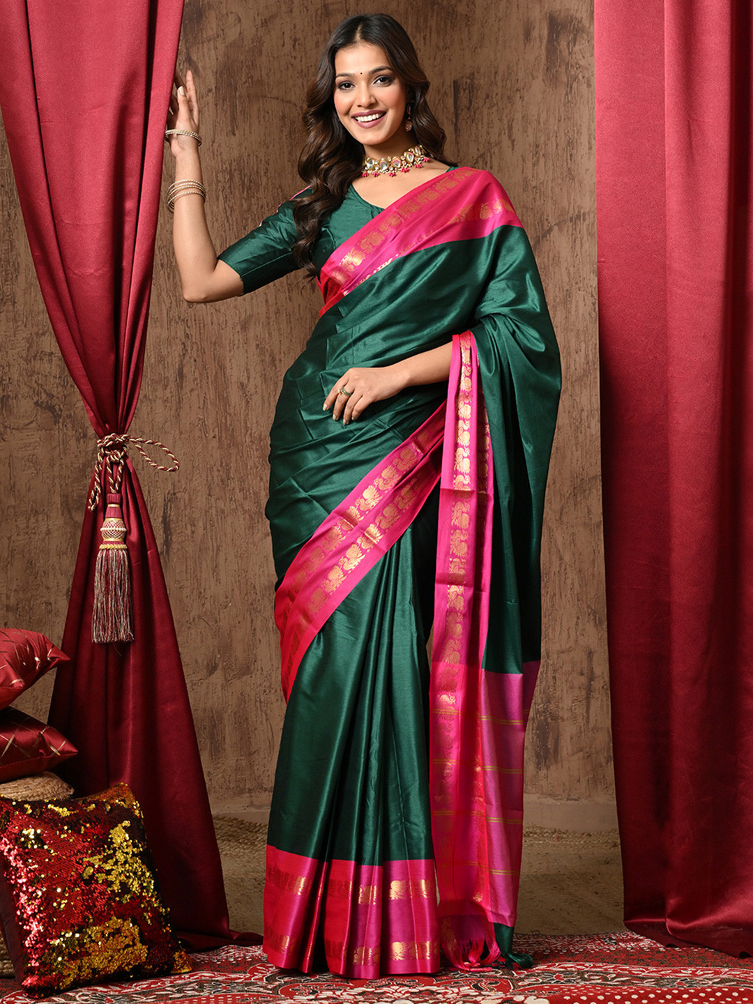UMANTA Silk Cotton Gadwal Sarees