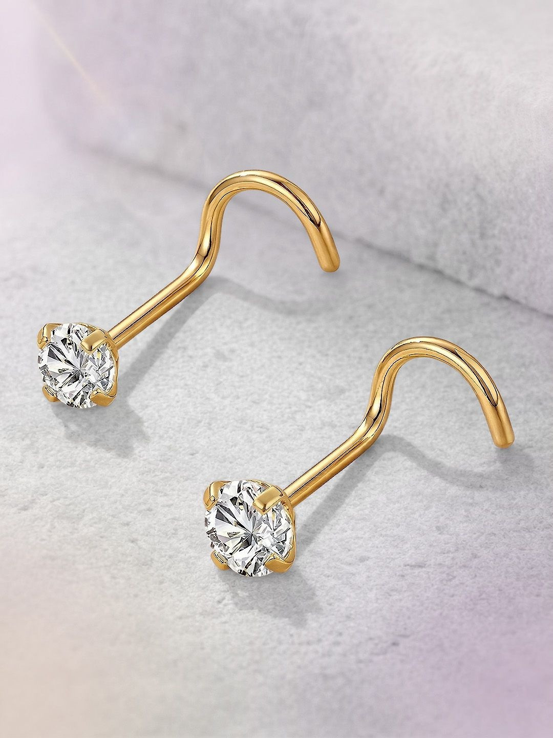 MAZZINI Gold-Plated Crystal Stud Nosepin