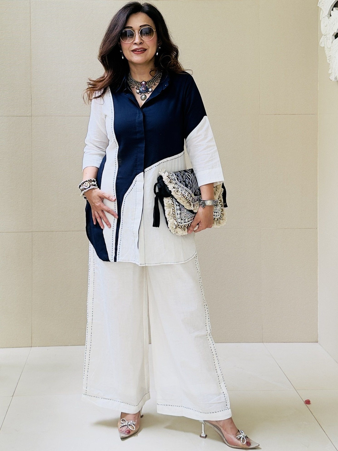 FFI Cotton Colourblocked Shirt with Trousers