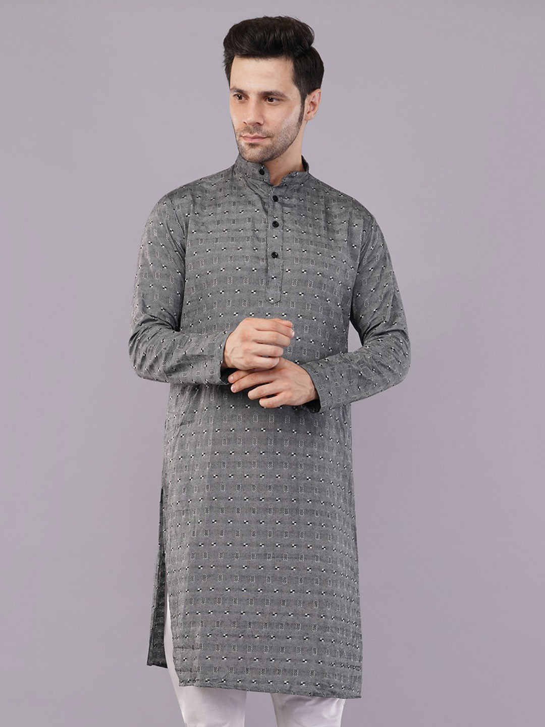 Sypher Boutique Men Geometric Printed Mandarin Collar Straight Kurta