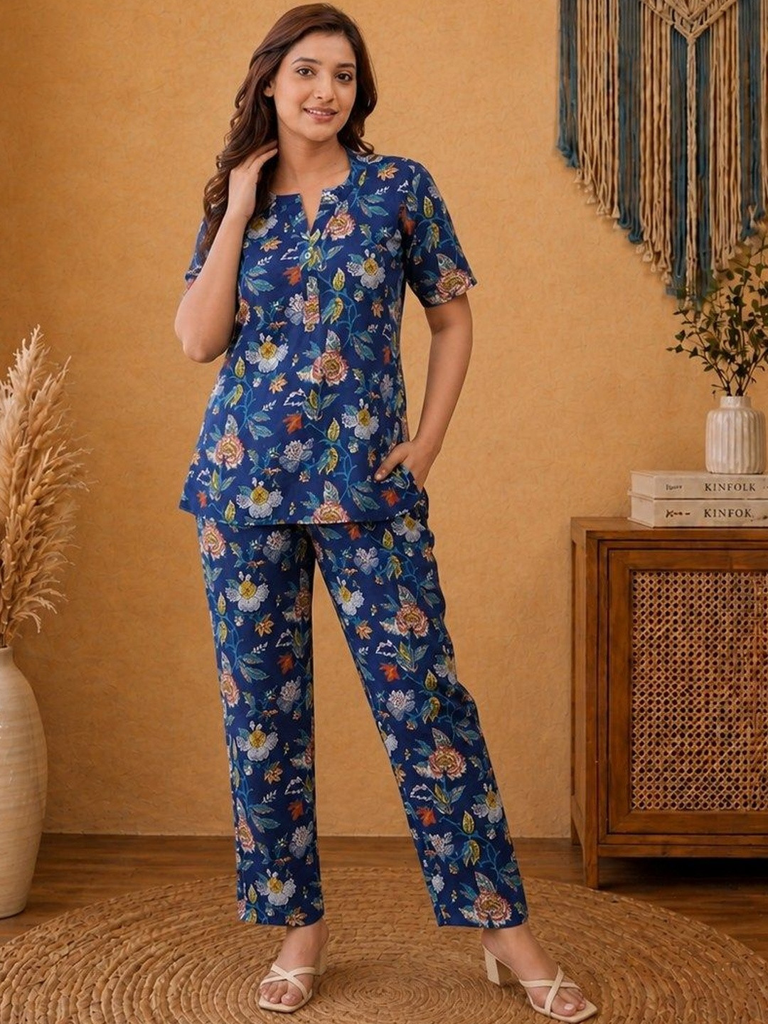 Twelve South Floral Cotton Printed Top with Trousers